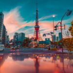 Sunset in Japan, Tokyo Tower in the distance